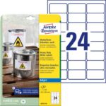 Etichette permanenti poliestere bianche Avery 63,5x33,9 mm - 24 et/foglio -