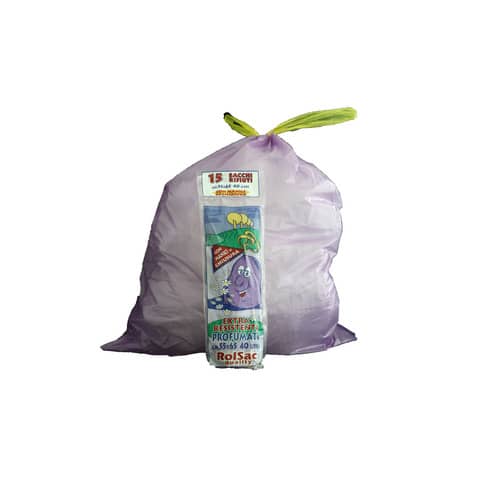 Sacchi Rolsac Quality profumati 55x65 cm spessore 18 my 44 l viola