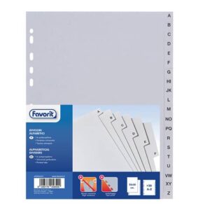 Divisore alfabetico Favorit 20 tacche A-Z 21x29,7 cm grigio