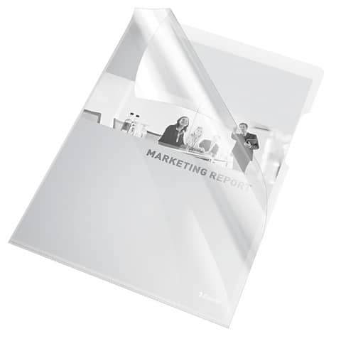 Esselte Cristal unperforated L-shaped envelopes transparent 150 µm A4 glossy