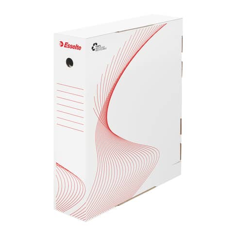 Scatola archivio Esselte BOXY LG per tabulati bianco/rosso 39,5x31x8 cm
