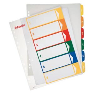 Rubrica in PPL Esselte extra numerica 1-6 con indice stampabile a PC