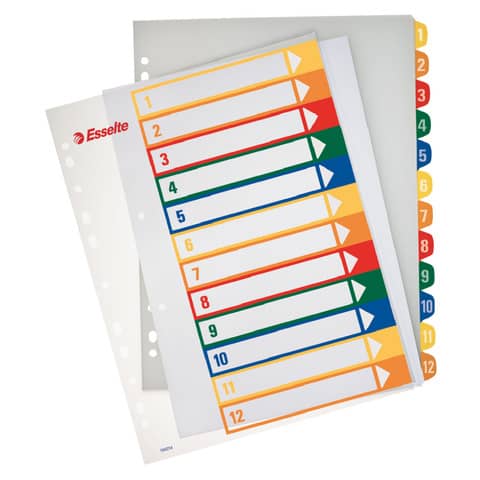Rubrica in PPL Esselte extra numerica 1-12 con indice stampabile a PC