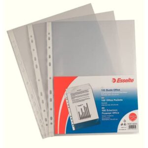 Buste a perforazione universale goffrate Esselte OFFICE 23x33 cm trasparente