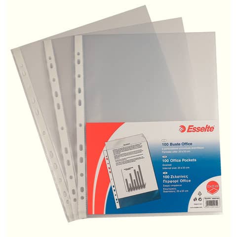 Buste a perforazione universale goffrate Esselte OFFICE 23x33 cm trasparente