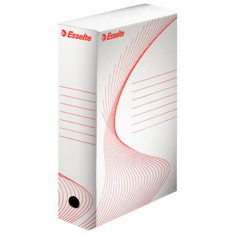 Scatola archivio Esselte Boxy 100 bianco/rosso 25x35x10 cm