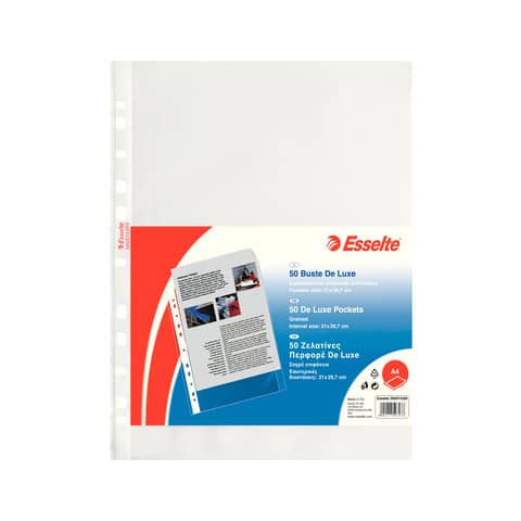 Universal punched embossed envelopes Esselte DELUXE 21x29.7 cm clear