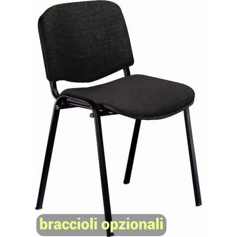 Sedia visitatore 4 gambe Unisit Dado D5S acciaio nero - rivestimento ignifugo