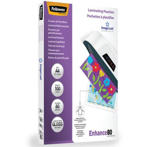 Pouches per plastificatrici Fellowes ImageLast Enhance80 finitura lucida -