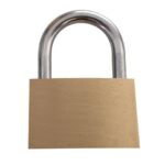 Lucchetto in acciaio con chiave in ottone Viso 25x40x9 mm oro