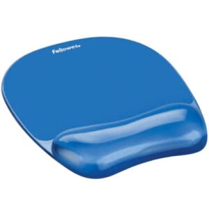 Tappetino mouse con poggiapolsi FELLOWES Crystal Gel blu trasparente