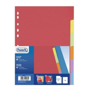 Divisore in cartoncino Favorit 6 tacche neutre colorate 21x29,7 cm assortiti