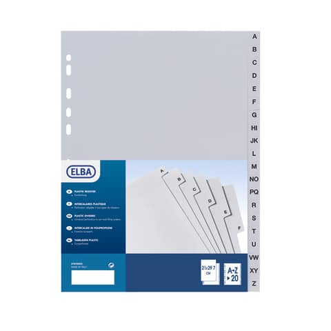 Divisore alfabetico Favorit 20 tacche A-Z - 22x30 cm grigio