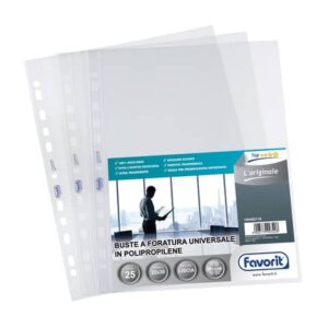 Buste trasp. a foratura universale FAVORIT L'Originale 22x30 cm