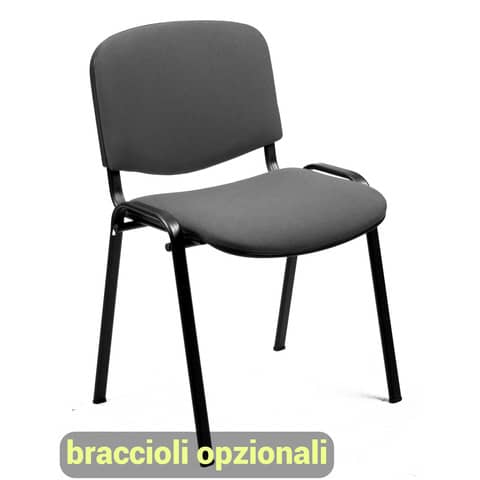 Sedia visitatore 4 gambe Unisit Dado D5S acciaio nero - rivestimento Eco -