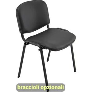 Visitor chair 4 legs Unisit Dado D5S black steel - faux leather upholstery