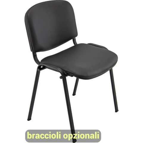Sedia visitatore 4 gambe Unisit Dado D5S acciaio nero - rivestimento ecopelle