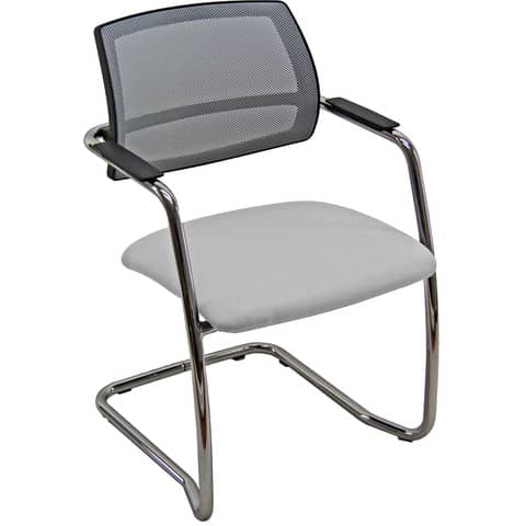 Sedia visitatore con slitta Unisit Lithium LTLTN - schienale in rete nero -