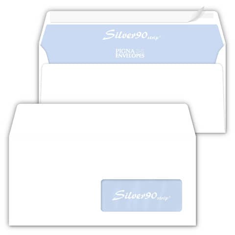 Window envelopes Pigna Envelopes Silver90 Strip 90 gsm 110x230 mm white