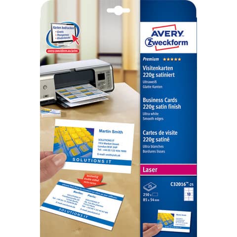 Customisable business cards Avery Quick&Clean 85x54 mm 10/sheet