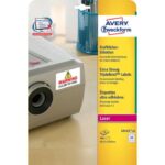 Avery polyester super-sticky white labels 63.5x33.9 mm - 24 e/sheet -