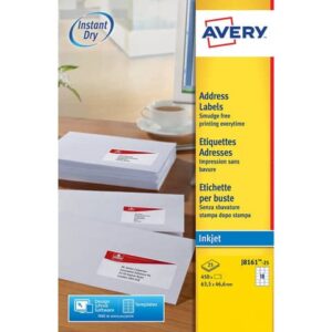 Etichette bianche per buste AVERY QuickDRY 63,5x46,6 mm - 18 et/foglio -