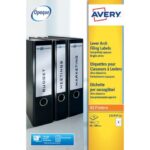 White binder labels Avery Ultragrip 60x200 mm - 4 et/sheet - for binders