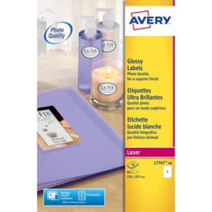 Etichette bianche lucide Avery 210x297 mm 1 et./foglio - per stampanti laser -