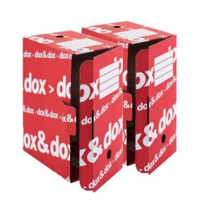 Scatola archivio Dox & Dox dorso 17,5 cm bianco/rosso con aletta