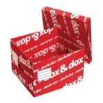 Scatola archivio Dox & Dox con coperchio dorso 29 cm bianco/rosso