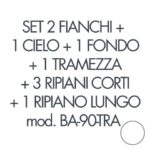 Set 2 fianchi+1 cielo+1 fondo+1 tramezza +3 piani corti+1 piano lungo per armadio