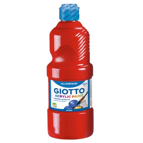 Tempera a base acrilica GIOTTO Acrylic Paint flacone 500 ml rosso