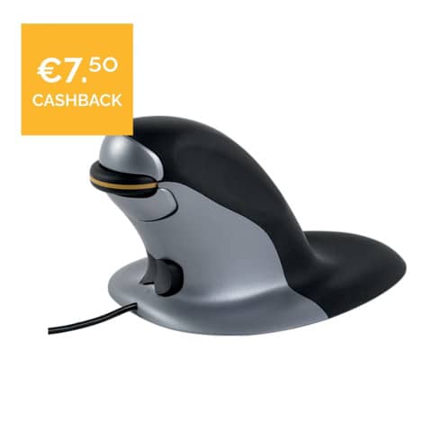 Mouse verticale FELLOWES Penguin® medio con filo grigio/nero
