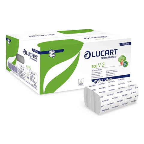 2-ply "V" folded towels Lucart Eco V2 white
