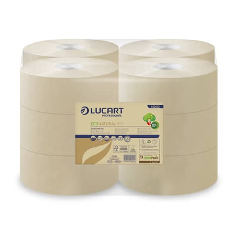 Carta igienica Lucart EcoNatural 150 m jumbo 2 veli avana