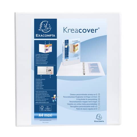 Raccoglitore personalizzabile Exacompta A4 maxi Kreacover® bianco 4 anelli a D