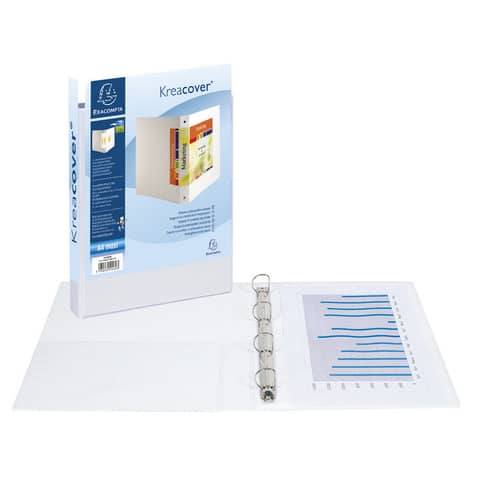 Raccoglitore personalizzabile Exacompta A4 maxi Kreacover® bianco 4 anelli a D