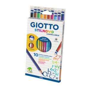 Matite colorate GIOTTO Stilnovo Cancellabile assortiti-astuccio da 10