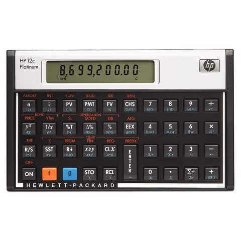 Calcolatrice finanziaria HP 12C Platinum con display LCD da 12 caratteri