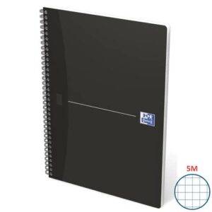 Quaderno spiralato OXFORD Office Essentials Maxi A4 nero quadretti 5 mm