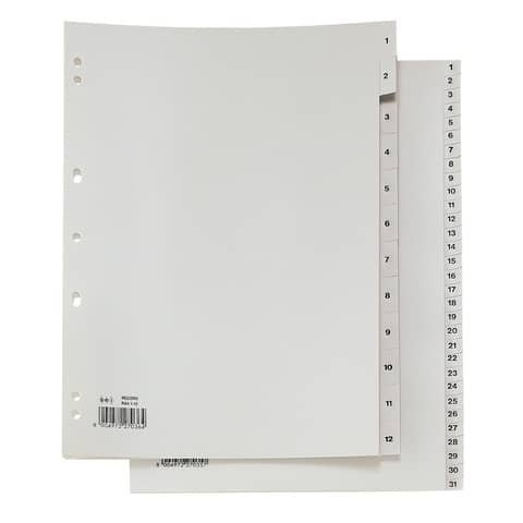 Separatori numerici a 31 tasti in PP Sei Rota Record R 1-31 grigio