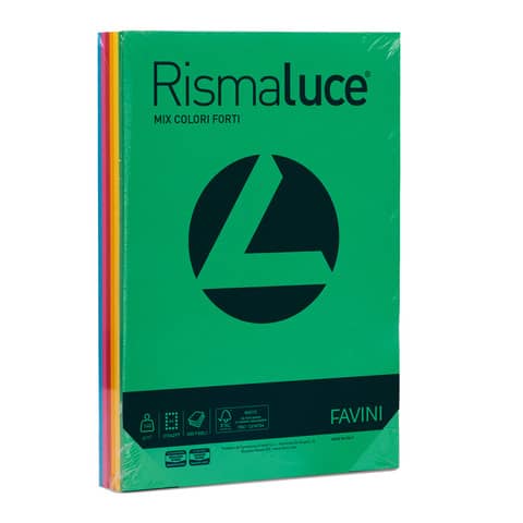 Carta colorata Favini Rismaluce colori forti 140 g/m² A4 mix 6 colori