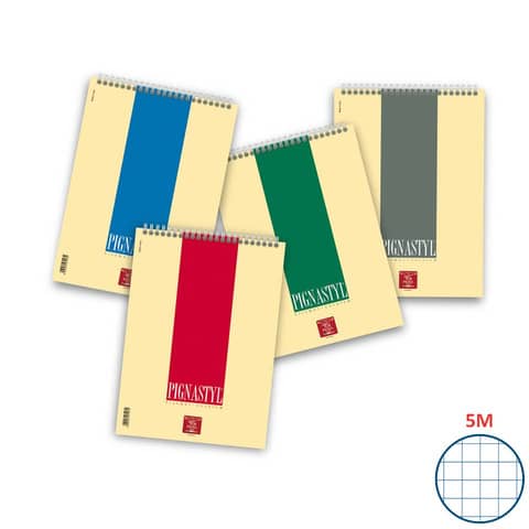 Blocco spiralato 60 fogli Pigna Pignastyl A4 5mm