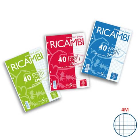 Ricambi per quaderni Maxima Pigna a 4 fori 80 g/m² A5 4mm