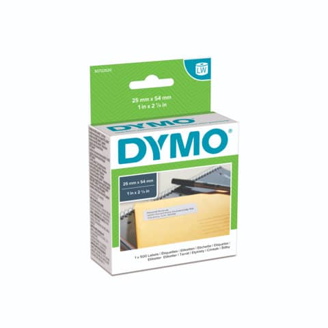 Roll of 500 Dymo LabelWriter address labels 54x25 mm white