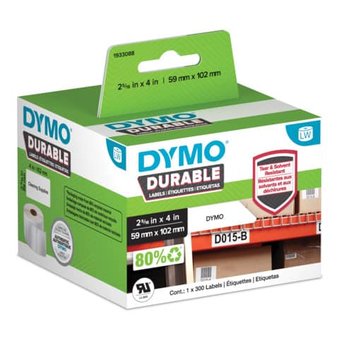 Roll of 300 Dymo LabelWriter durable multipurpose labels 102x59 mm white