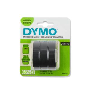 Embossing tapes for Dymo vinyl labellers 9 mm x 3 m white/black