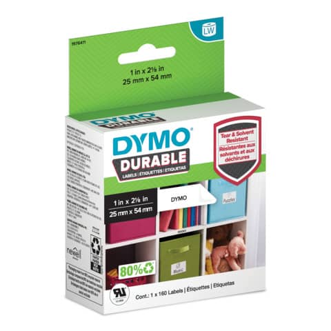 Rotolo da 160 etichette Dymo LaberWriter durable spediz./badge 54x25 mm bianco
