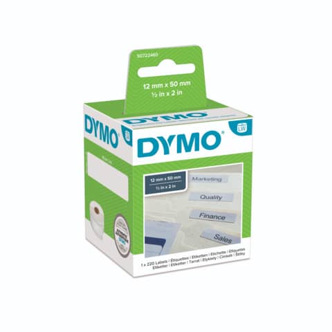 Rotolo da 220 etichette Dymo LabelWriter Cartelle sospese 50x12 mm bianco