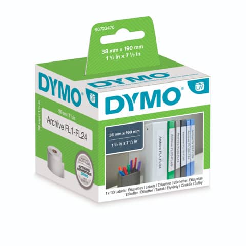 Roll of 110 Dymo LabelWriter standard address labels 190x38 mm white